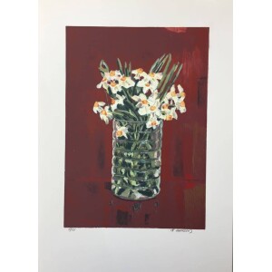 Michaelides Petros, Mitsikorida (Narcissus tazetta), Silkscreen print, 45 x 35 cm