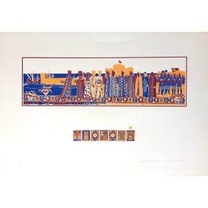 s042-bn Hambis Tsangaris, Ypodohi, Silkscreen print with gold leaf, 70 x 100 cm - 1
