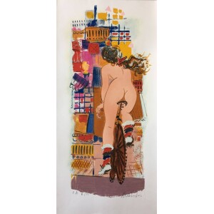 Stathopoulos Giorgos, Girl on bicycle, Silkscreen print, 77 x 38 cm