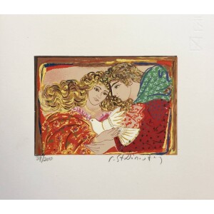 Stathopoulos Giorgos, Couple with dove, Silkscreen print, 19 x 23 cm