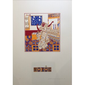 Hambis Tsangaris, Horos, Silkscreen print with gold leaf, 100 x 70 cm