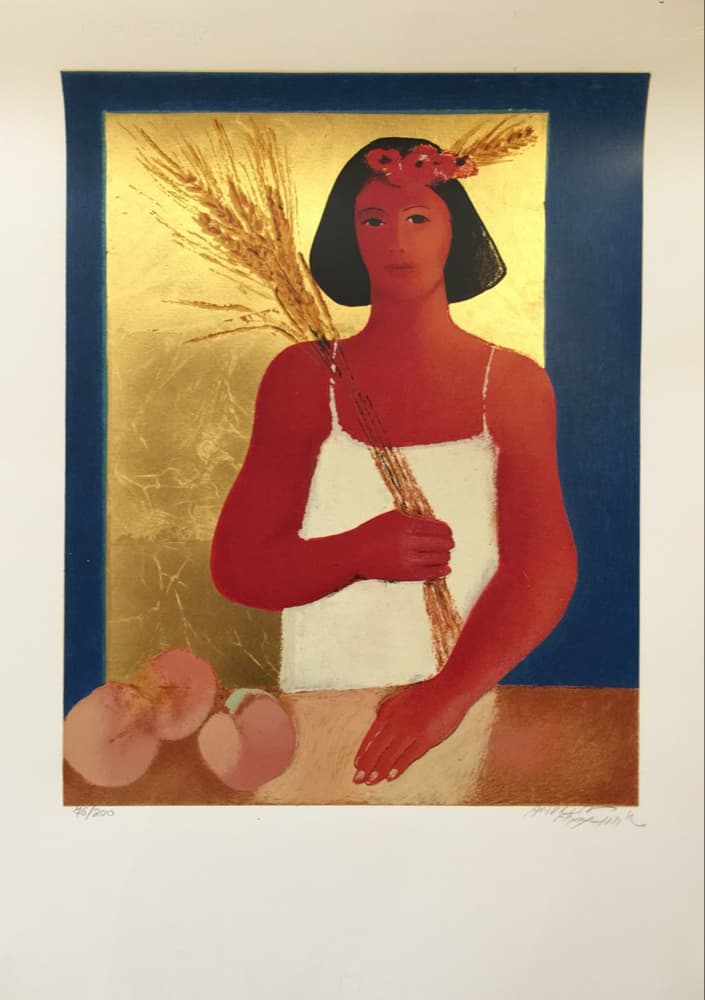 Charalambides Andreas, Summer - Part of Four Seasons series, Silkscreen print with gold leaf, 70 x 50 cm