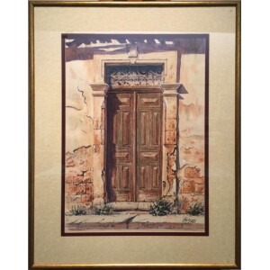 Metaxas Hristos, Village door, Aquarelle on paper, 75 x 55 cm