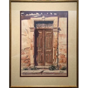 Metaxas Hristos, Village door, Aquarelle on paper, 75 x 55 cm