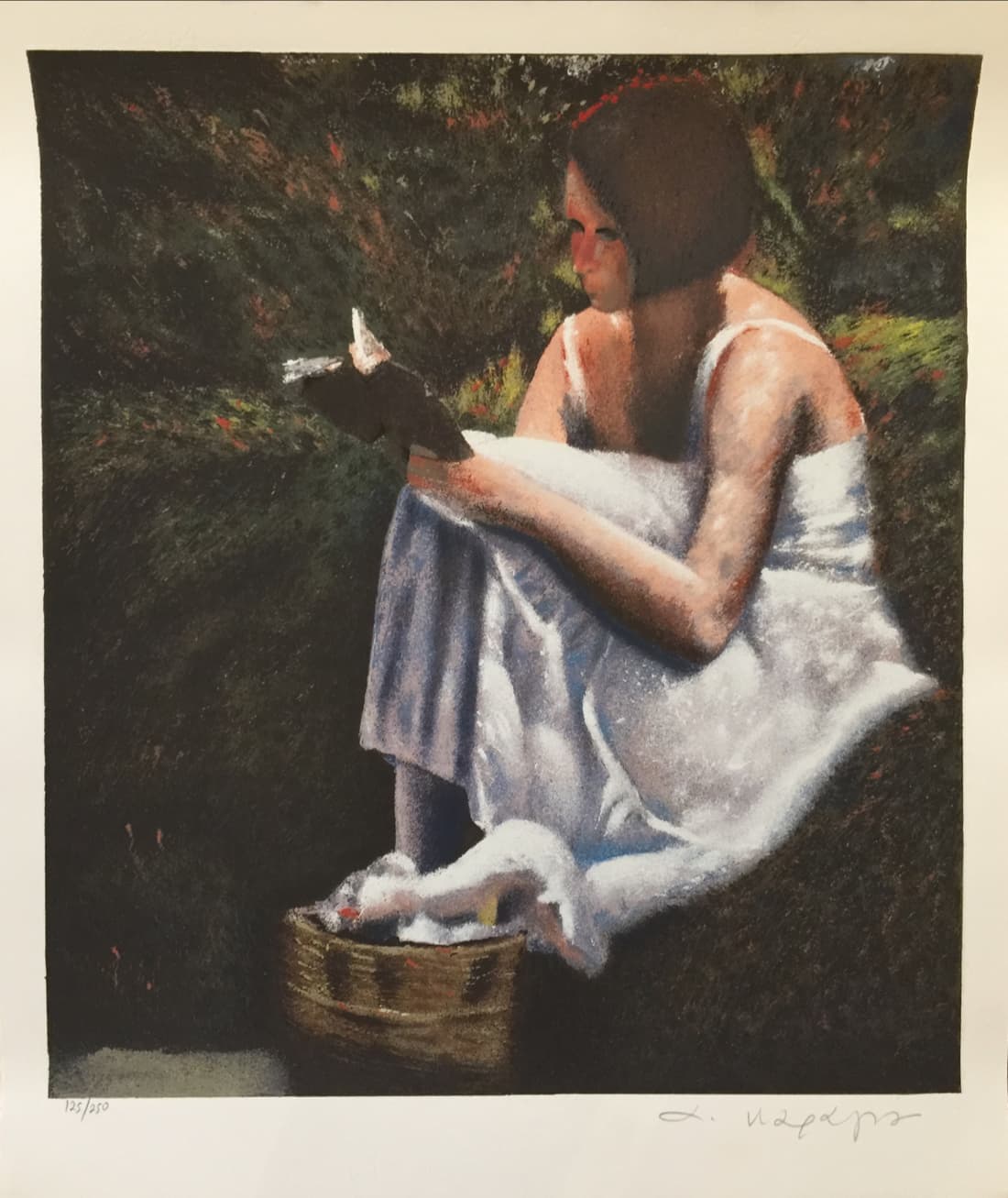Karayan Andreas, Girl reading book, Silkscreen print, 70 x 70 cm