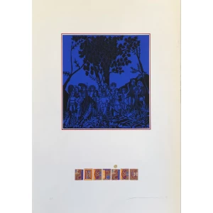 Hambis Tsangaris, Aneraes, silkscreen with gold leaf, 70 x 50 cm