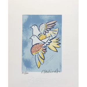 Stathopoulos Giorgos, Doves, Silkscreen, 23 x 19 cm