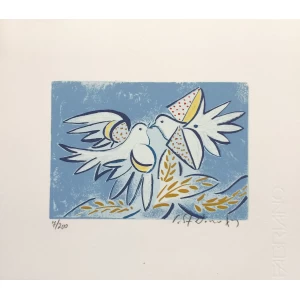 Stathopoulos Giorgos, Doves, Silkscreen, 19 x 23 cm