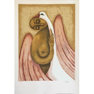 Hatzisotireiou Xanthos, Woman and swan, Silkscreen print, 100 x 70 cm