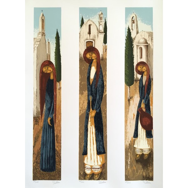 Hatzisotireiou Xanthos, Figure - Triptych set, Silkscreen print, 75 x 57 cm