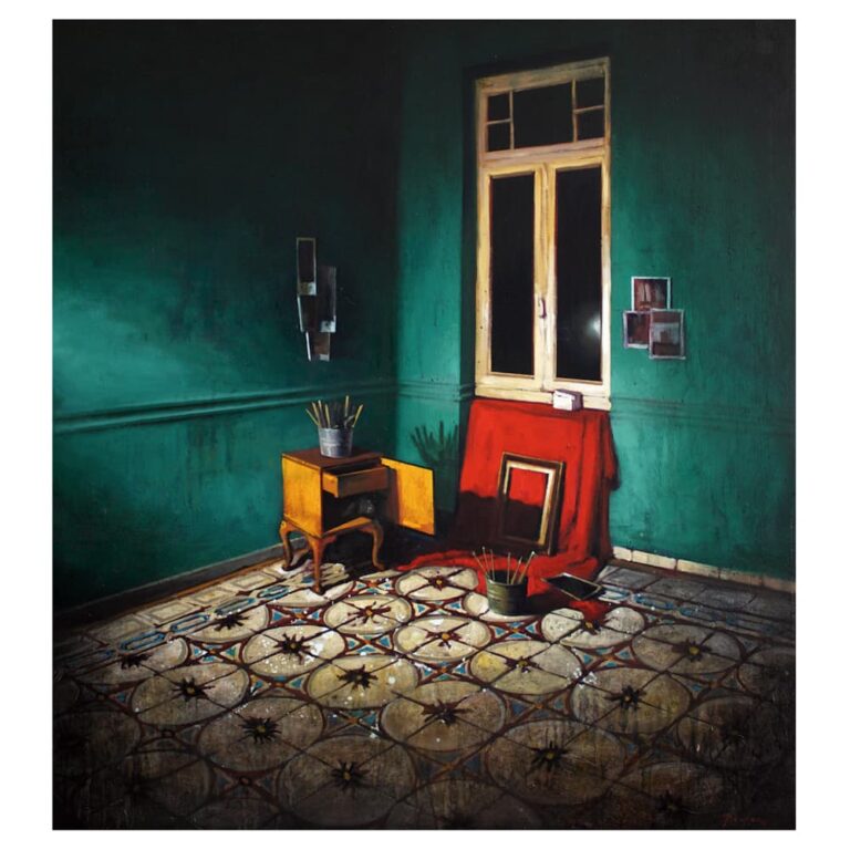Chonias Tasos, The green room, Oil on canvas, 120 x 110 cm