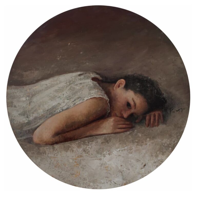 Renas Vangelis, Untitled, Oil on canvas, ⌀53,5 cm