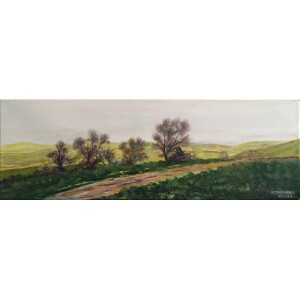 Papasavvas Petros, Landscape, Acrylic on canvas, 20 x 60.3 cm