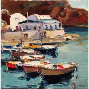 2498-au Kolokythas Vasilis, Anafi, Oil on canvas, 30 x 30 cm