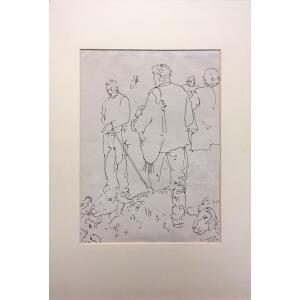 Economou Lefteris, Shepherds, Ink on paper, 32 x 23 cm