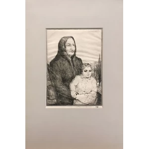 Economou Lefteris, Woman and child, Etching, 18 x 13 cm