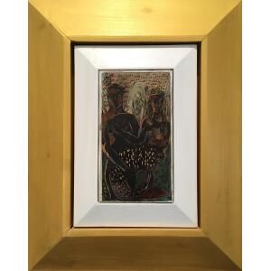Erotokritos Giorgos, Angel and Mermaid, Acrylic on paper mounted on wood, 25.8 x 14.7 cm