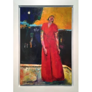 Georgiou Kostis, Figure and Moon, Oil on canvas, 119.5 x 79.8 cm