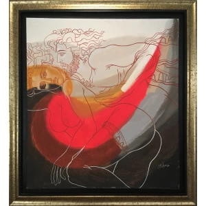 Makariou Andreas, Couple, Oil on canvas, 100.3 x 90 cm