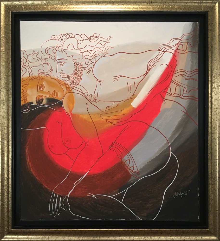 Makariou Andreas, Couple, Oil on canvas, 100.3 x 90 cm