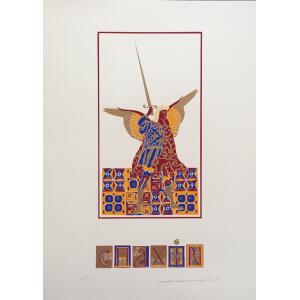 Hambis Tsangaris, Spahin, Silkscreen print with gold leaf, 70 x 49 cm