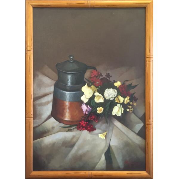 Kalatzis Nikos, Still life with flowers, Oil on canvas, 54 x 49 cm