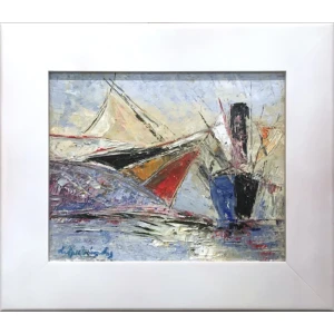 Hristodoulidis Sokratis, Ships, Oil on canvas, 23.5 x 29.5 cm
