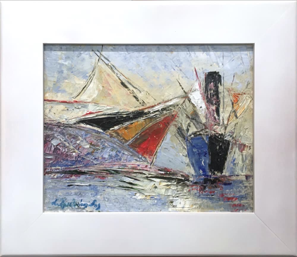 Hristodoulidis Sokratis, Ships, Oil on canvas, 23.5 x 29.5 cm