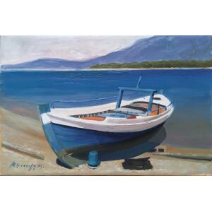 Antonellos Kostas, Fishboat, Oil on canvas, 19.8 x 29.8 cm