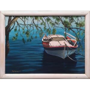 Petkova Nonka, Fishboat, Oil on canvas, 29.5 x 39.5 cm