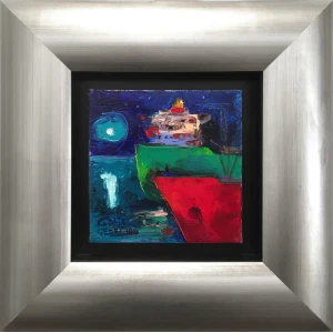 Georgiou Kostis, Tankers, Oil on canvas, 20 x 20 cm