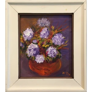 Tokas Kypros, Still life with flowers, Oil on hardboard, 22.5 x 19.5 cm