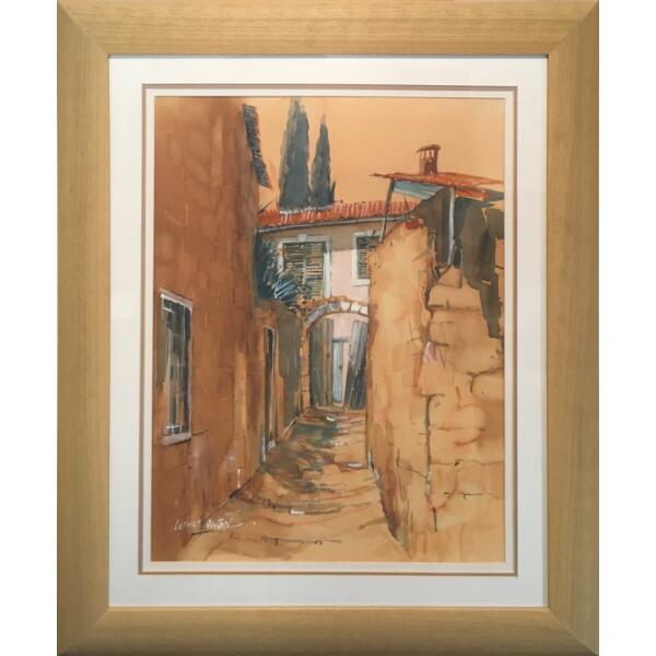 Owen Michael, Lofos village street, Aquarelle on paper, 60 x 45 cm