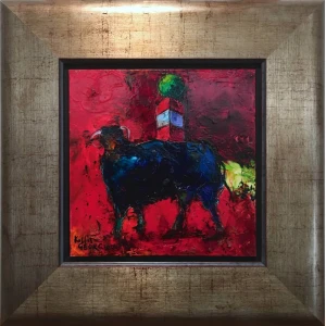 Georgiou Kostis, Bull, Oil on canvas, 30 x 30 cm
