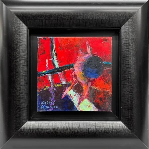 2619-ps Georgiou Kostis, Acrobat, Oil on canvas, 20 x 20 cm