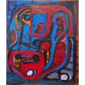 1796-au Stavrou Giorgos, Abstract, Acrylic on canvas, 70 x 60 cm