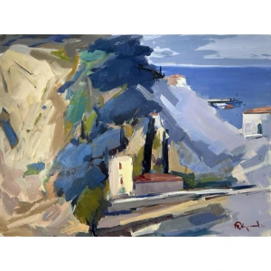 2695-bn Kolokythas Vassilis, Kotronas (Mani), Oil on canvas, 120 x 160.5 cm