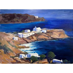 2696-bn Kolokythas, Sifnos, Oil on canvas, 120 x 160.5 cm