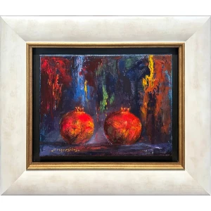 2697-au Michaelides Petros, Still life with pomegranates, Oil on canvas, 30 x 40 cm