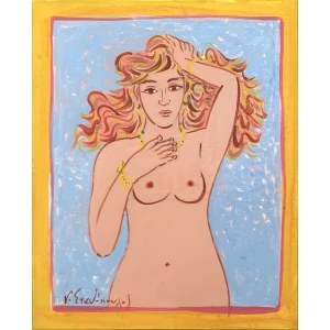 2093-au Stathopoulos Giorgos, Nude, Acrylic on paper laid on board, 31 x 25 cm