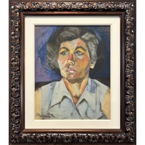 2720-ps Mavroides Giorgos, Portrait, Oil on wood, 49 x 39.5 cm