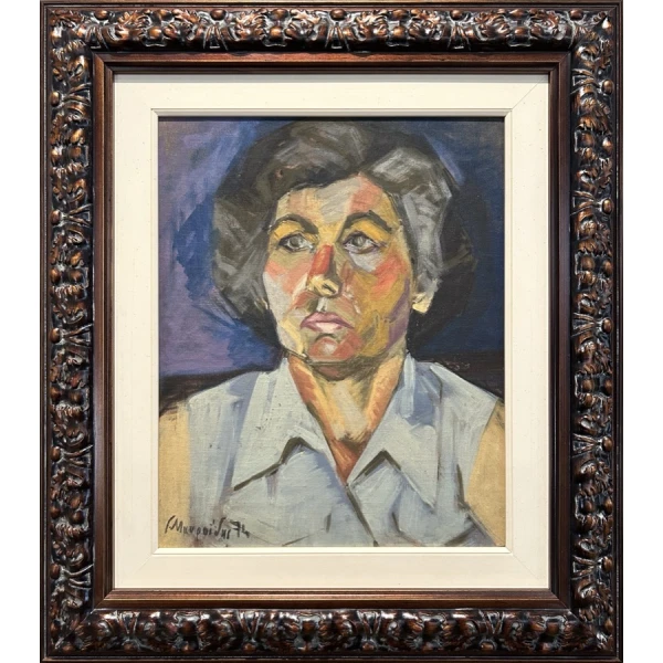 2720-ps Mavroides Giorgos, Portrait, Oil on wood, 49 x 39.5 cm