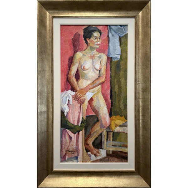 2726-ps Mavroides Giorgos, Nude study, Oil on canvas, 99.5 x 49 cm