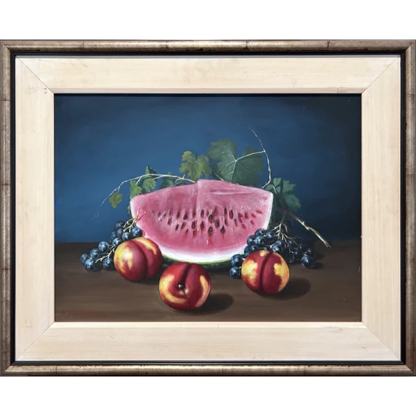 0451-au Dimitropoulos Nikos, Still life with fruit, Oil on canvas, 50 x 70 cm