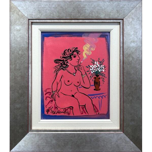 2120-au Stathopoulos Giorgos, Nude, Acrylic on paper mounted on hardboard, 30.8 x 24.8 cm