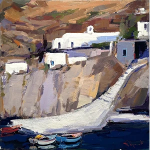 2709-au Kolokythas Vasilis, Antikythera, Oil on canvas, 100 x 100 cm