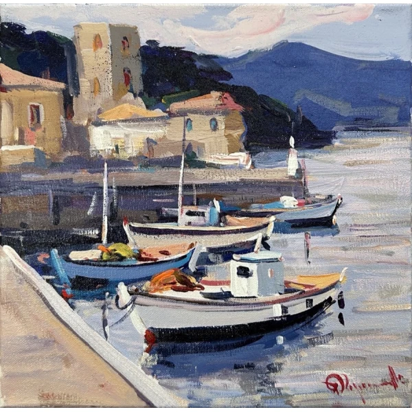 2752-au Kolokythas Vasilis, Mani, Oil on canvas, 30 x 30 cm