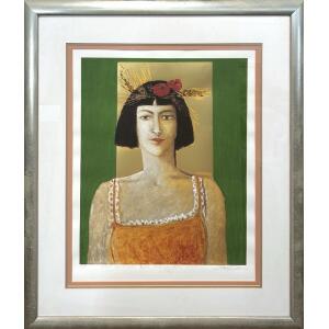 s209f-au Charalambides Andreas, Summer - From Four Seasons series, Silkscreen print with gold leaf, 56 x 44cm