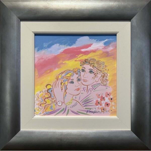 2760-au Stathopoulos Giorgos, Couple, Acrylic on paper, mounted on hardboard, 30 x 30 cm