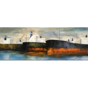 2780-ps Balabanidis Christoforos, Tanker, Oil on canvas, 30 x 80 cm